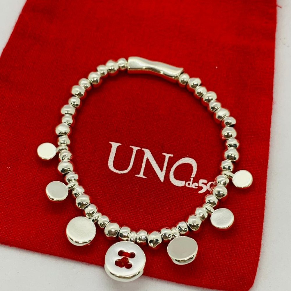 UNO de 50 Bracelet - Sliver-plated Bracelet with Buttons Charm Elastic Bracelet